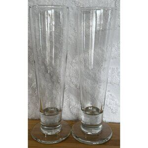 2 Vintage Libbey Catalina Pilsner 9 Inch Footed Beer Glasses Breweriana